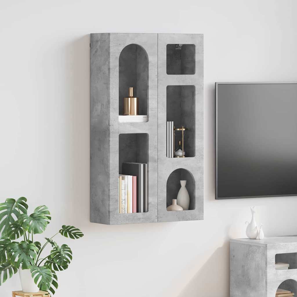vidaXL Hanging Cabinet with Shelf ELST Concrete Grey 59 x 20 x 100 cm 1