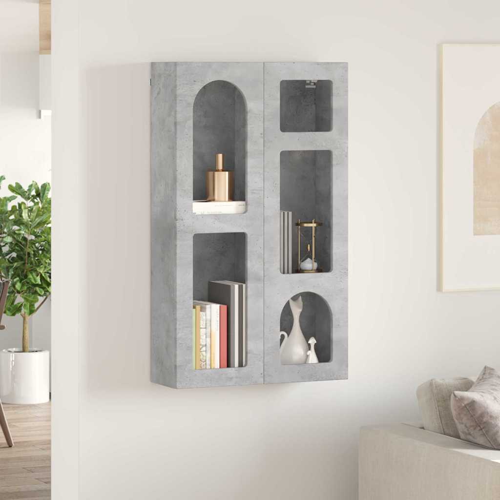 vidaXL Hanging Cabinet with Shelf ELST Concrete Grey 59 x 20 x 100 cm 4