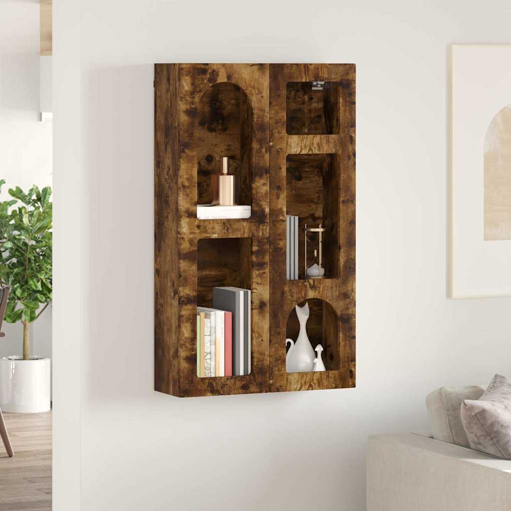 vidaXL Hanging Cabinet with Shelf ELST Smoked Oak 59 x 20 x 100 cm 4