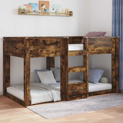 vidaXL Floor Bed Frame Smoked Oak 75 x 190 cm Engineered Wood 4