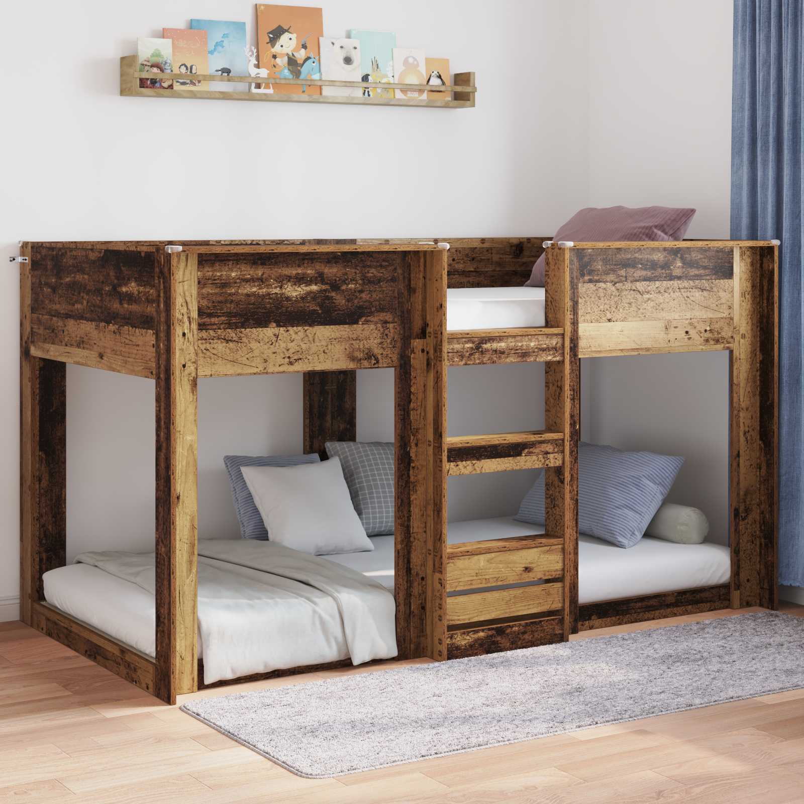 vidaXL Floor Bed Frame Old Wood 75 x 190 cm Engineered Wood 4