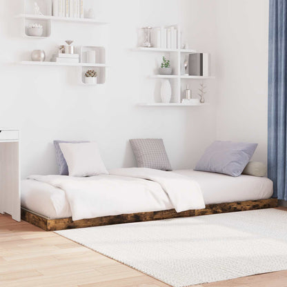 vidaXL Floor Bed Frame Smoked Oak 90 x 190 cm Engineered Wood 3