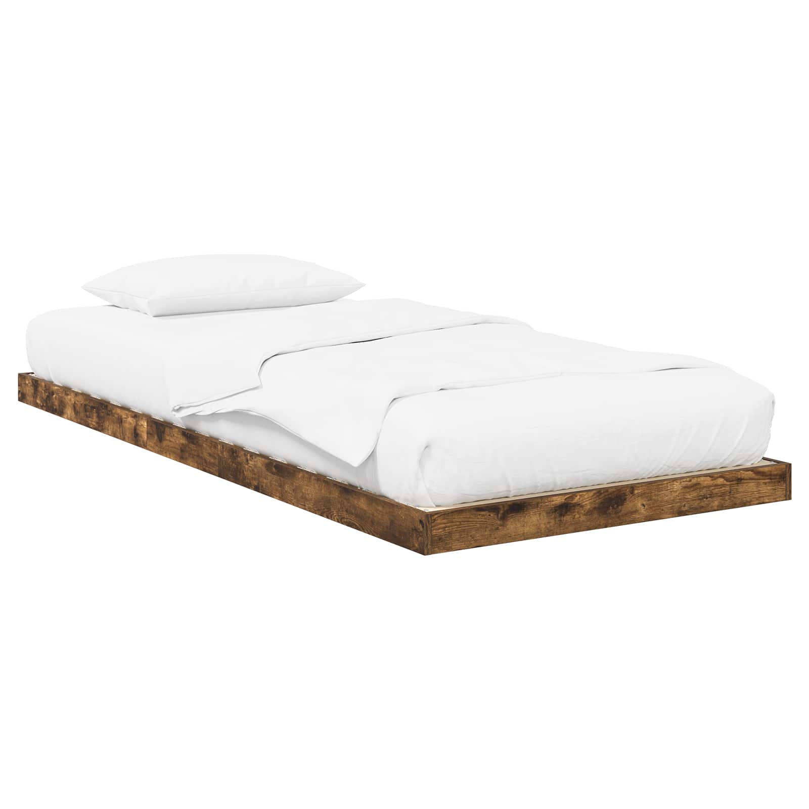 vidaXL Floor Bed Frame Smoked Oak 90 x 190 cm Engineered Wood 2