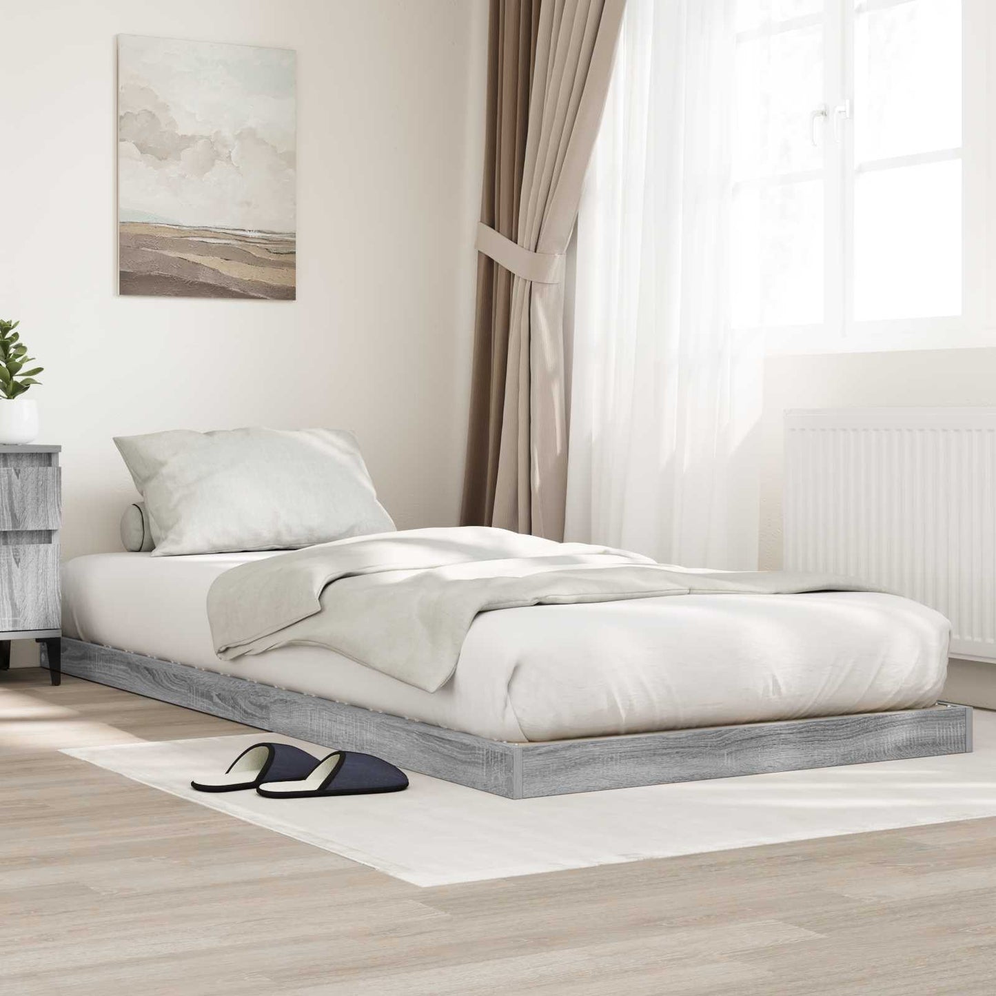 vidaXL Floor Bed Frame Grey Sonoma 80 x 200 cm Engineered Wood 1