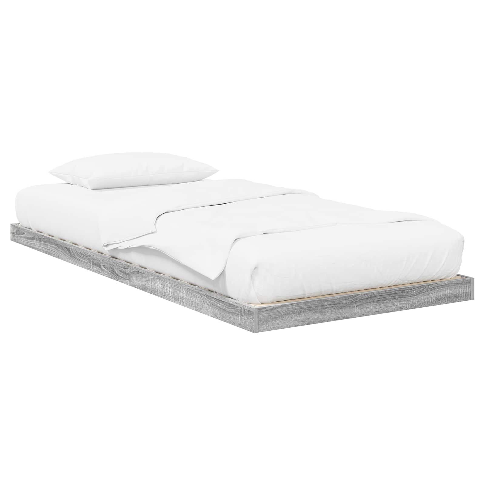 vidaXL Floor Bed Frame Grey Sonoma 90 x 200 cm Engineered Wood 2