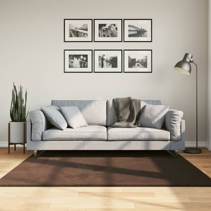 vidaXL Rug HUARTE 100% Polyester Flat Brown