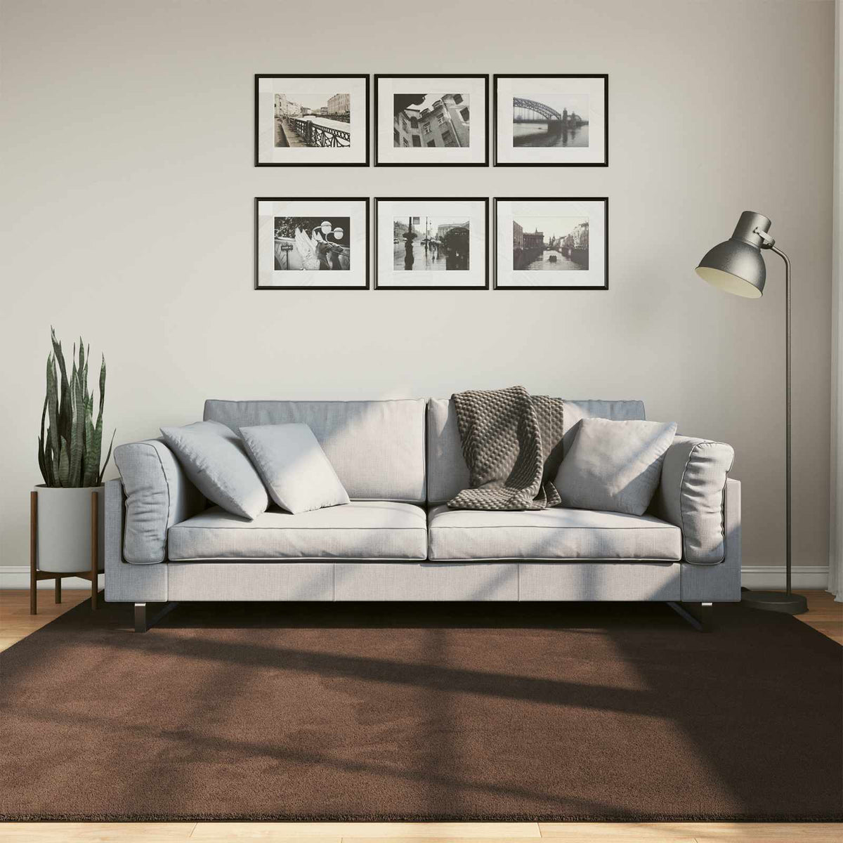 vidaXL Rug HUARTE 100% Polyester Flat Brown