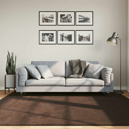 vidaXL Rug HUARTE 100% Polyester Flat Brown