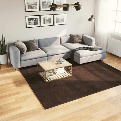 vidaXL Rug HUARTE 100% Polyester Flat Brown