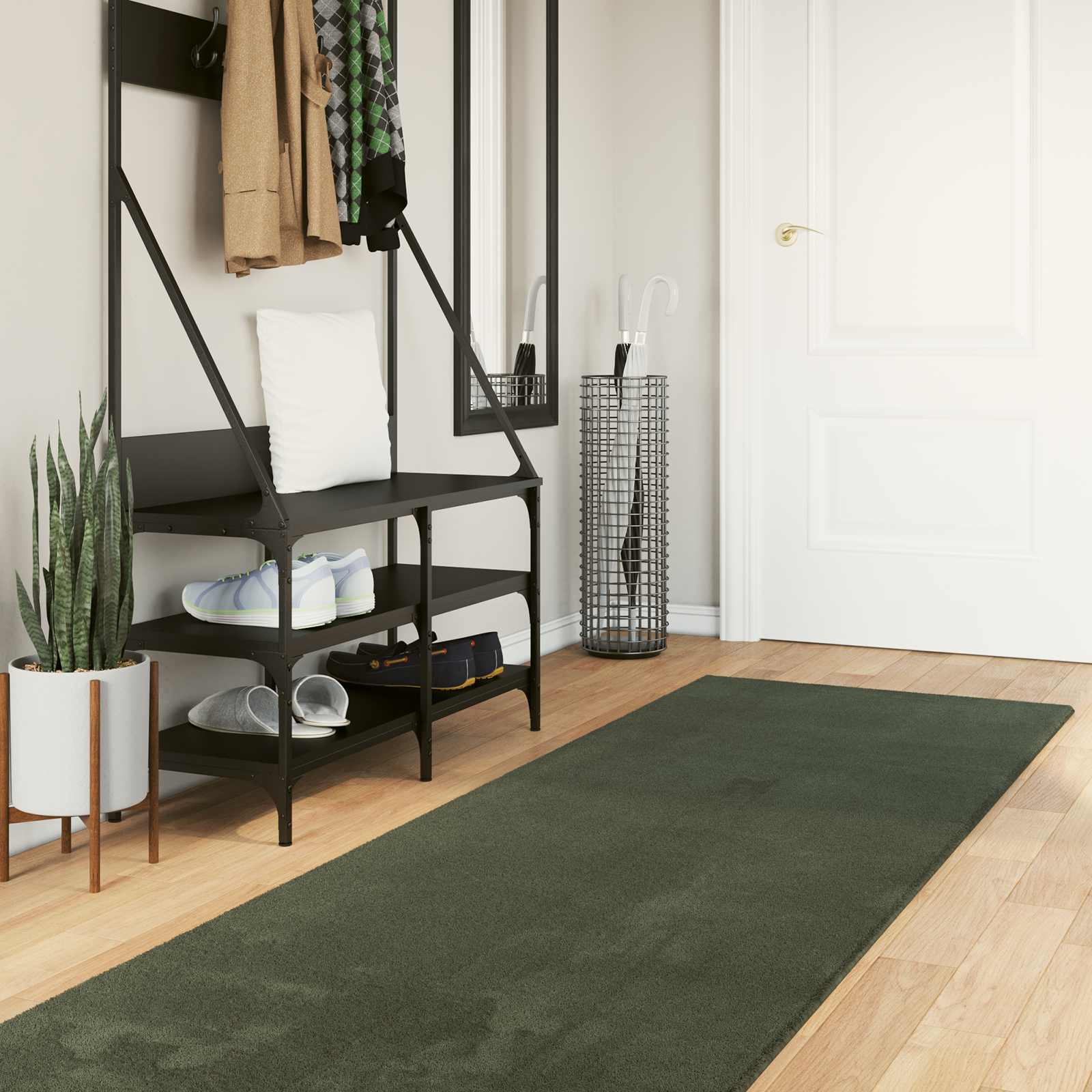 vidaXL Medium Pile Soft and Washable Rug HUARTE Forest green Polyester 1