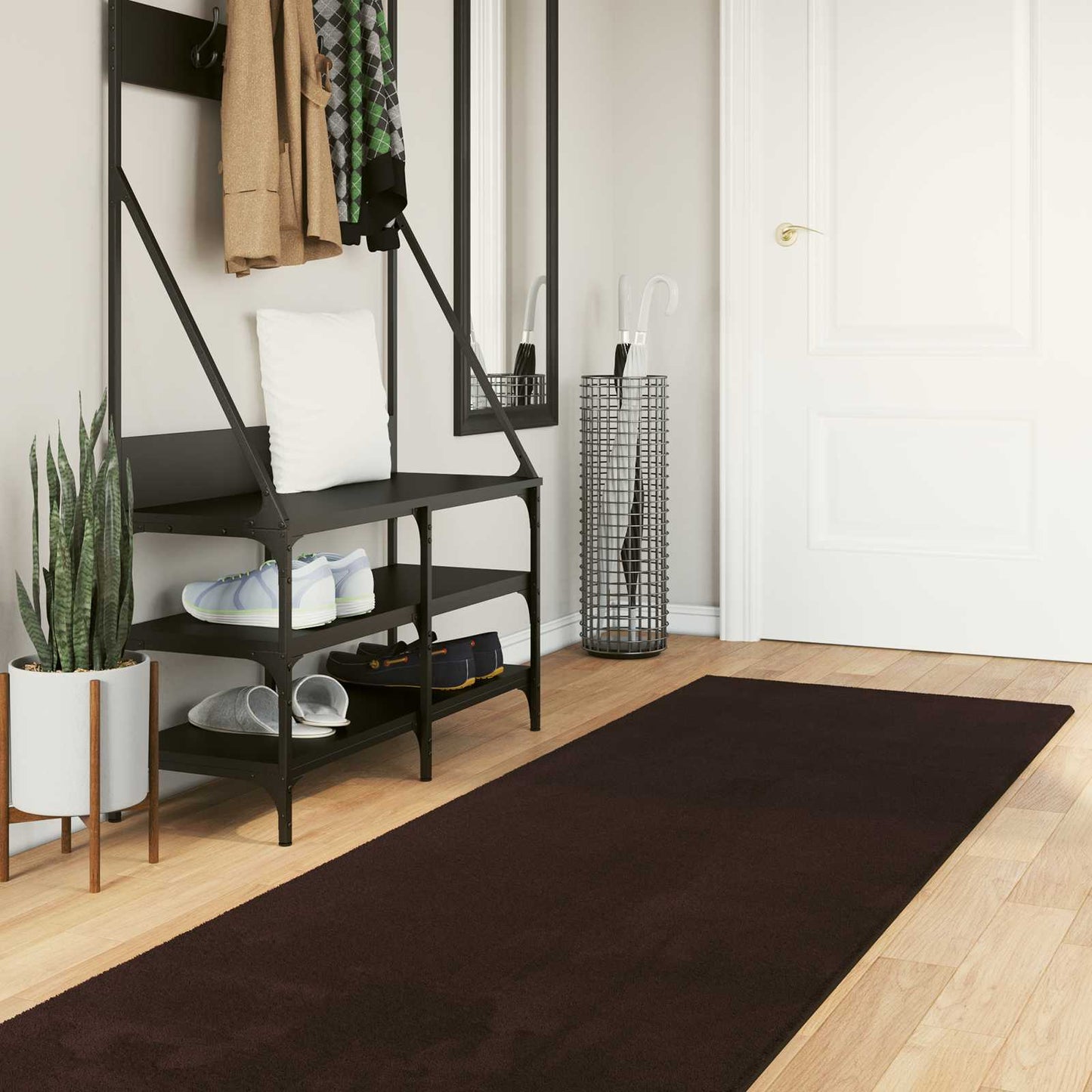 vidaXL Medium Pile Soft and Washable Rug HUARTE Brown 300 x 80 cm 1