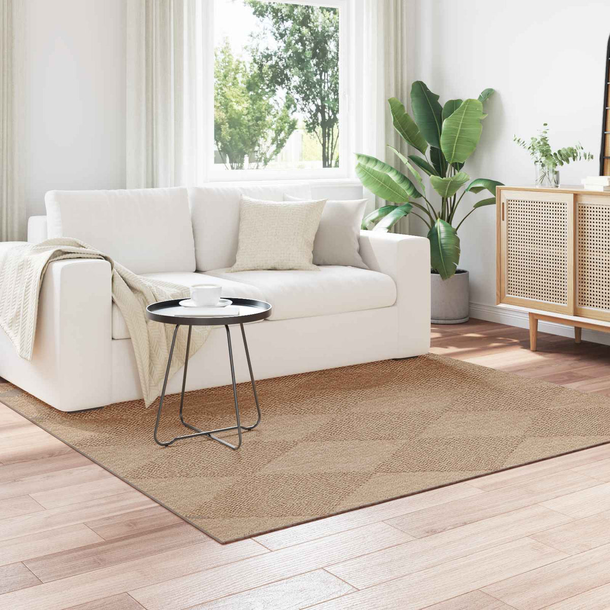 vidaXL Indoor and Outdoor Rug AGIRA Natural Polyester Diamond