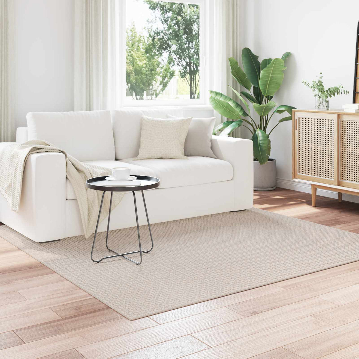 vidaXL Area Rugs Square FARO Cream 120 x 120 cm Polyester 1