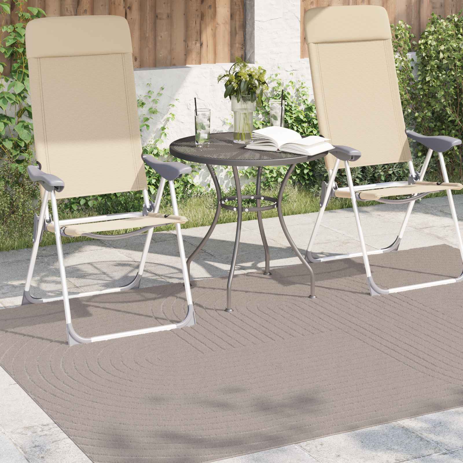 vidaXL Indoor and Outdoor Rug PALMERAS Beige 170 x 120 cm Polyester 3