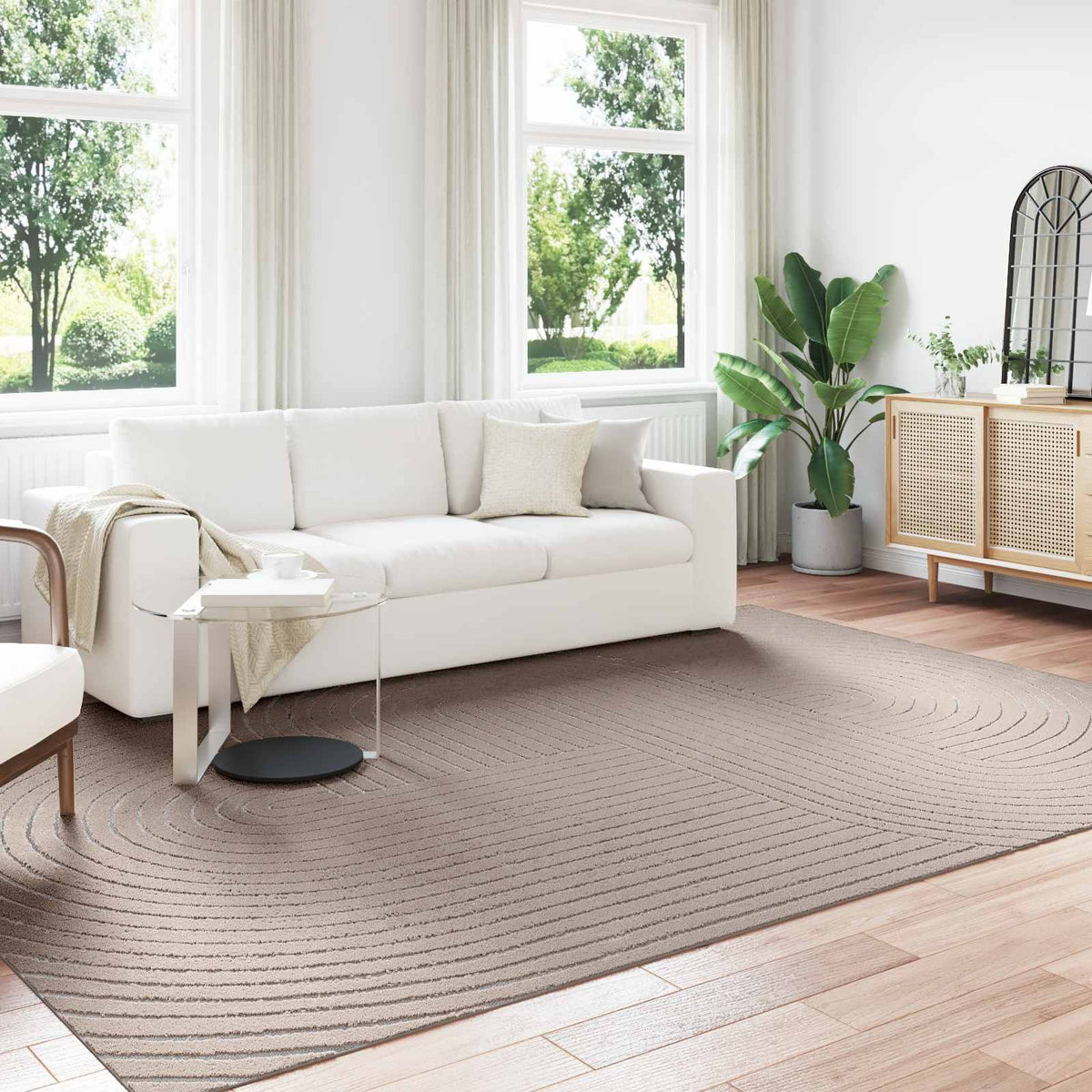 vidaXL Indoor and Outdoor Rug PALMERAS Polyester Zen Sand Beige