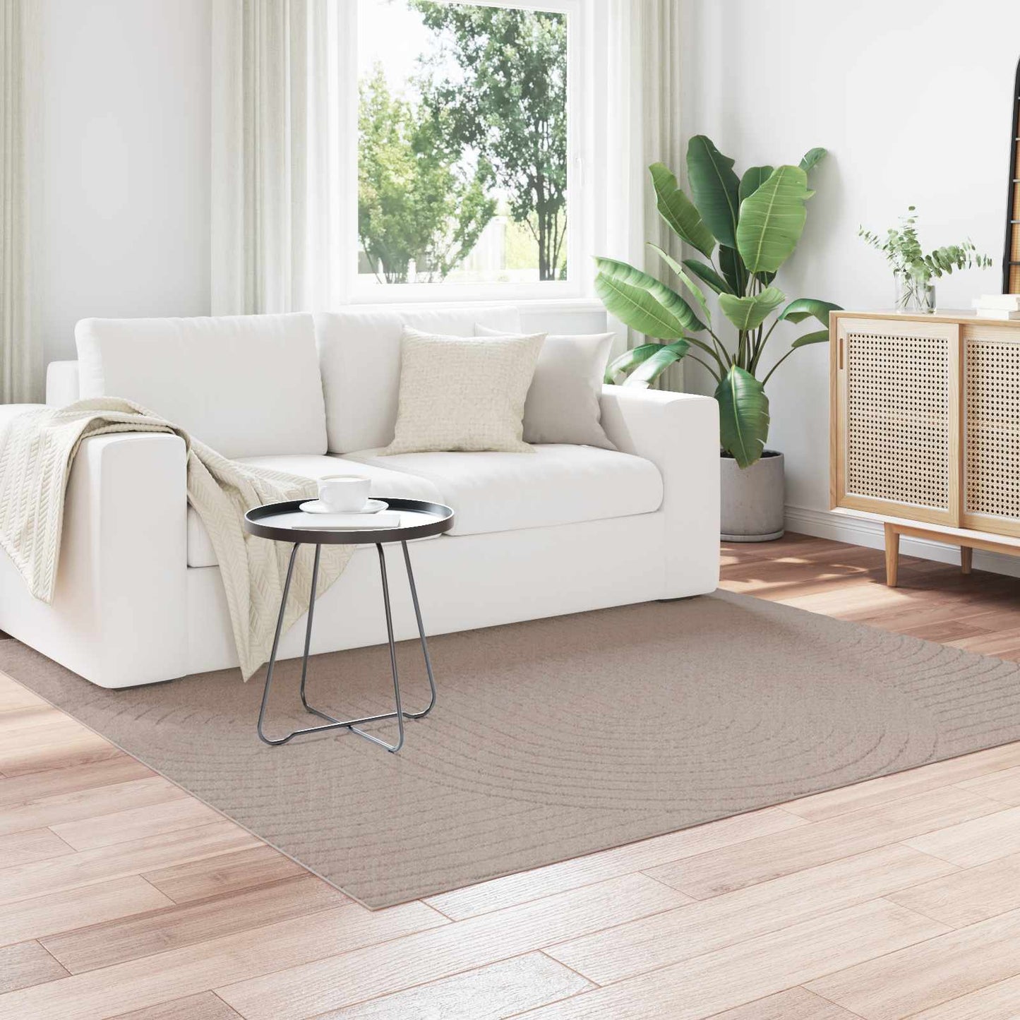 vidaXL Indoor and Outdoor Rug PALMERAS Beige 120 x 120 cm Polyester 1