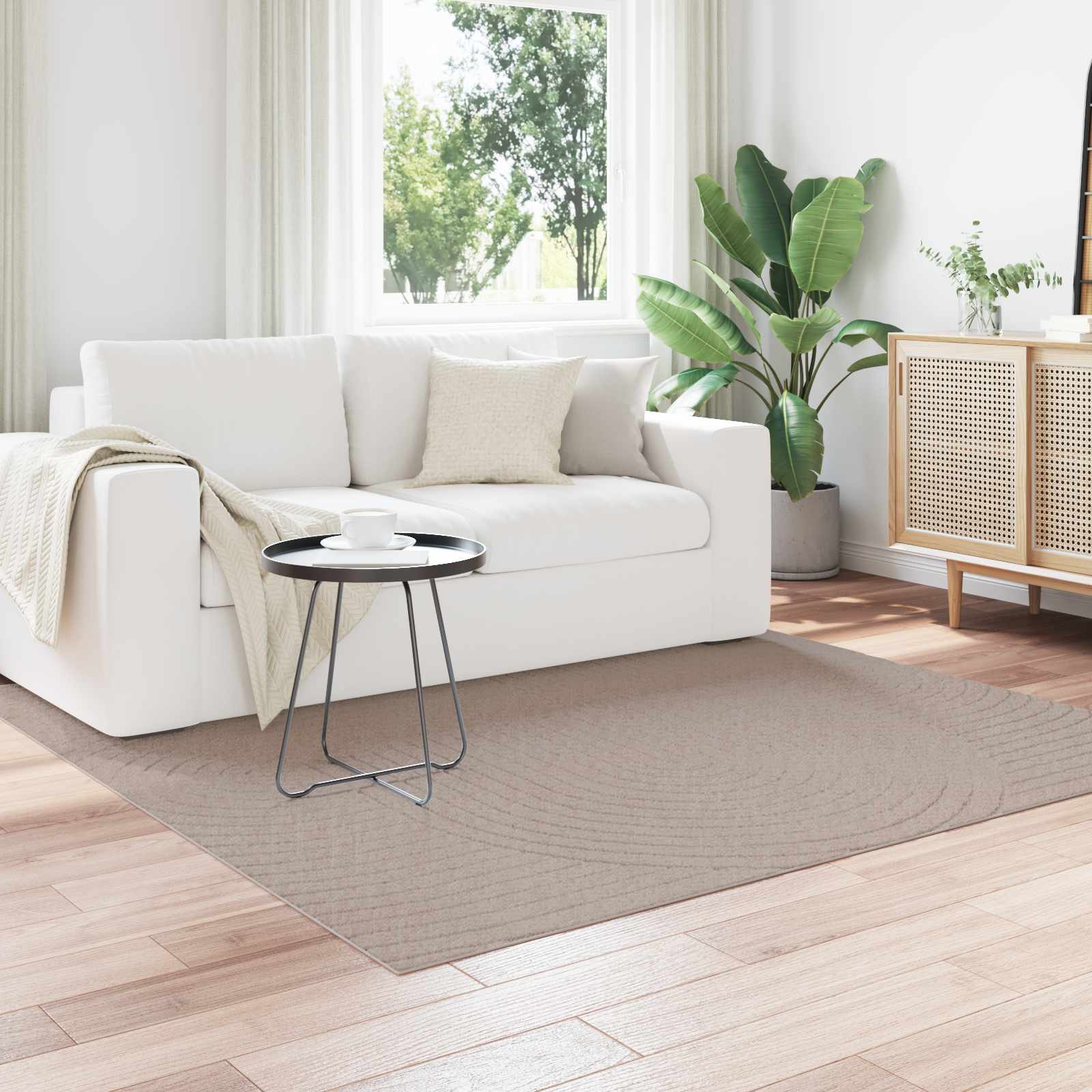 vidaXL Indoor and Outdoor Rug PALMERAS Beige 120 x 120 cm Polyester 1