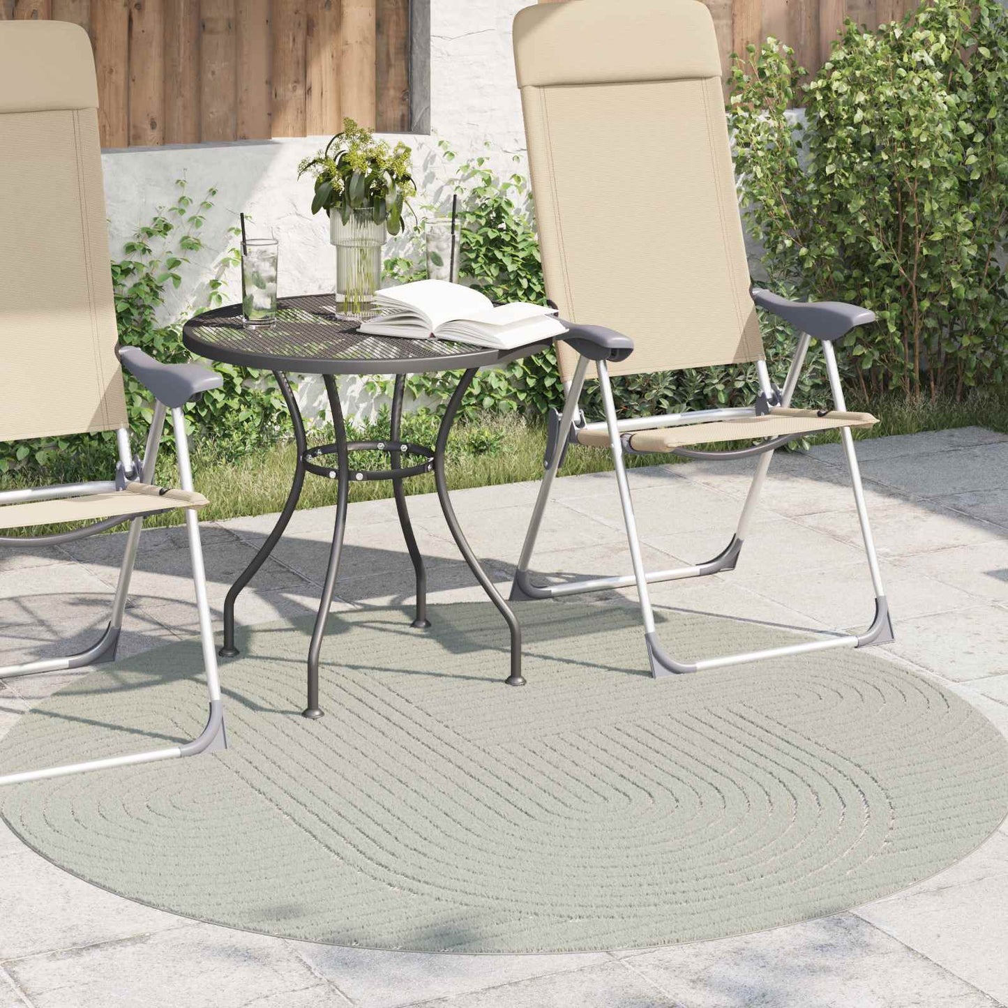 vidaXL Indoor and Outdoor Rug PALMERAS Green Ø 160 CM Polyester 3