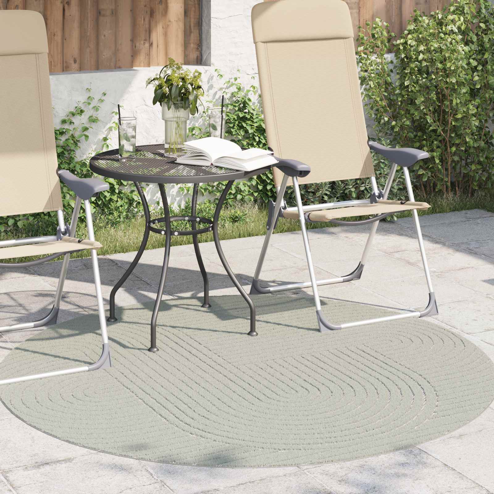 vidaXL Indoor and Outdoor Rug PALMERAS Green Ø 160 CM Polyester 3