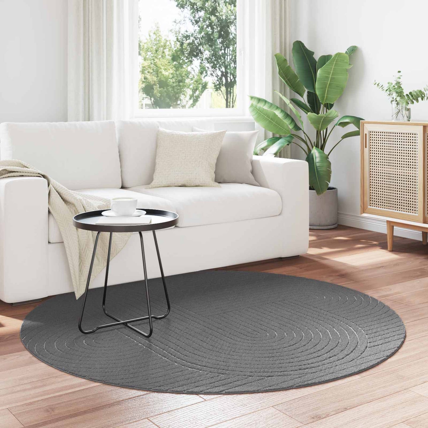 vidaXL Indoor and Outdoor Rug PALMERAS Anthracite Ø 160 CM Polyester 1