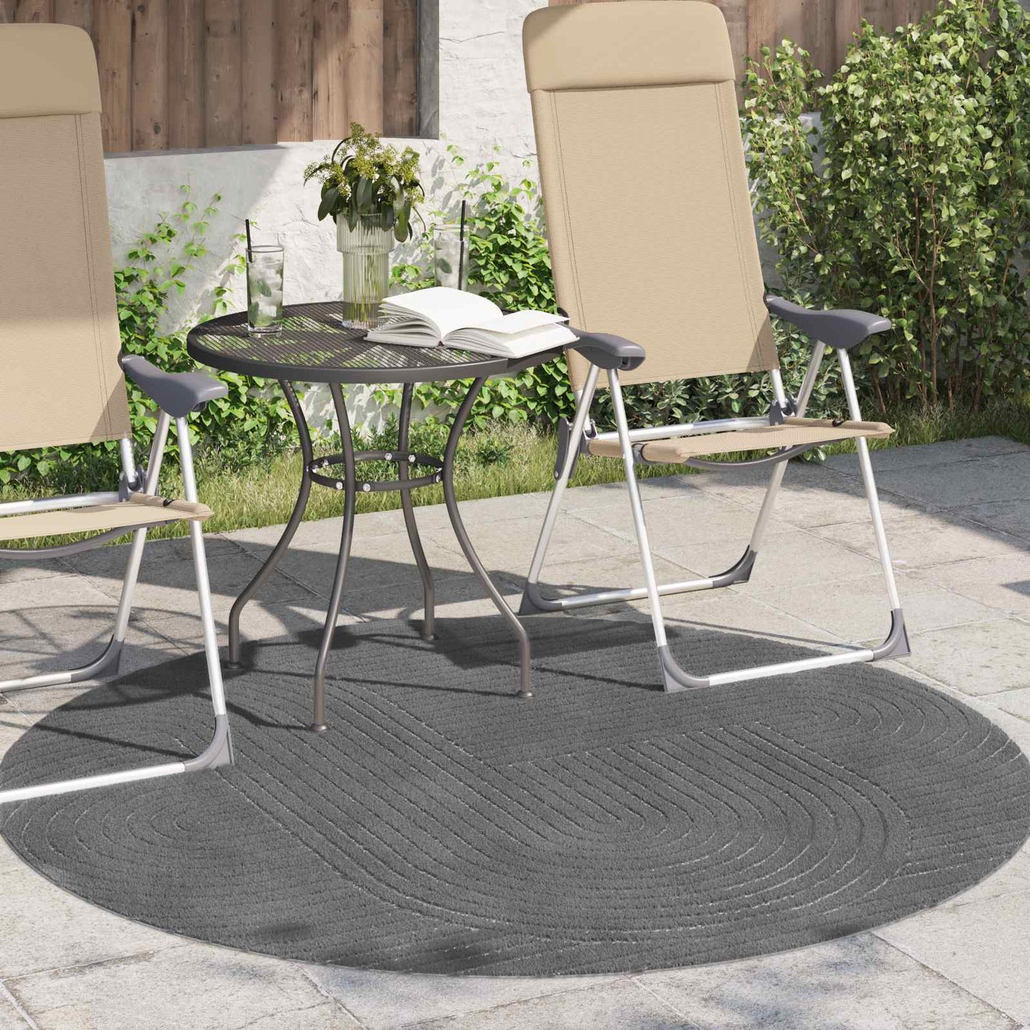 vidaXL Indoor and Outdoor Rug PALMERAS Anthracite Ø 160 CM Polyester 3
