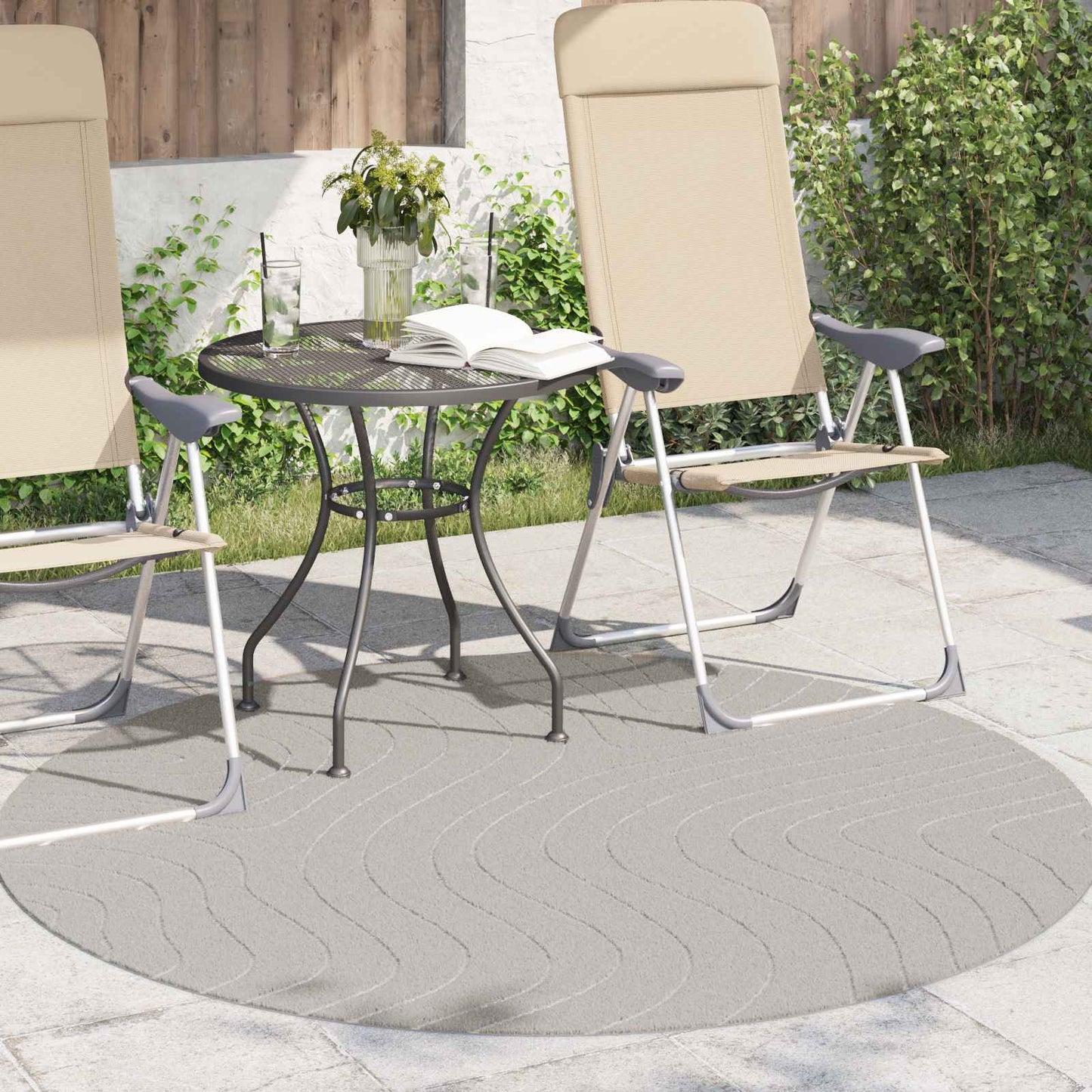 vidaXL Indoor and Outdoor Rug PALMERAS Cream Ø 160 CM Polyester 3