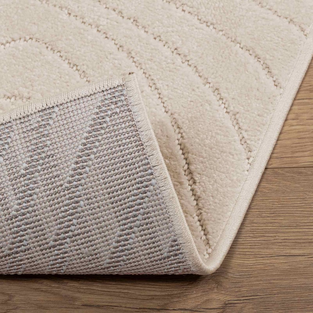 Indoor and Outdoor Rug PALMERAS Polyester Waveform Beige 120 x 170 cm