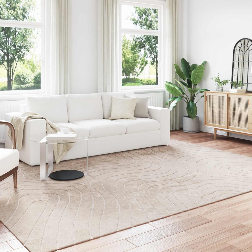 Indoor Outdoor Rug PALMERAS Polyester Waveform Beige