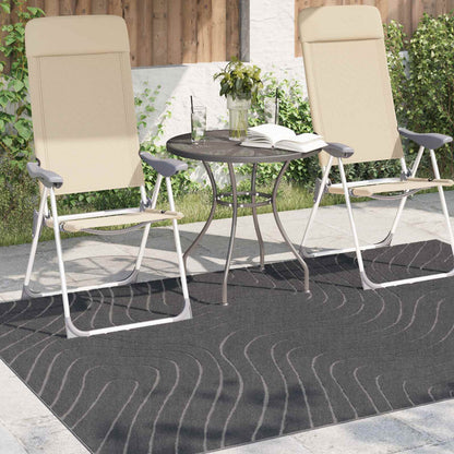 Indoor and Outdoor Rug PALMERAS Waveform Anthracite 140 x 200 cm