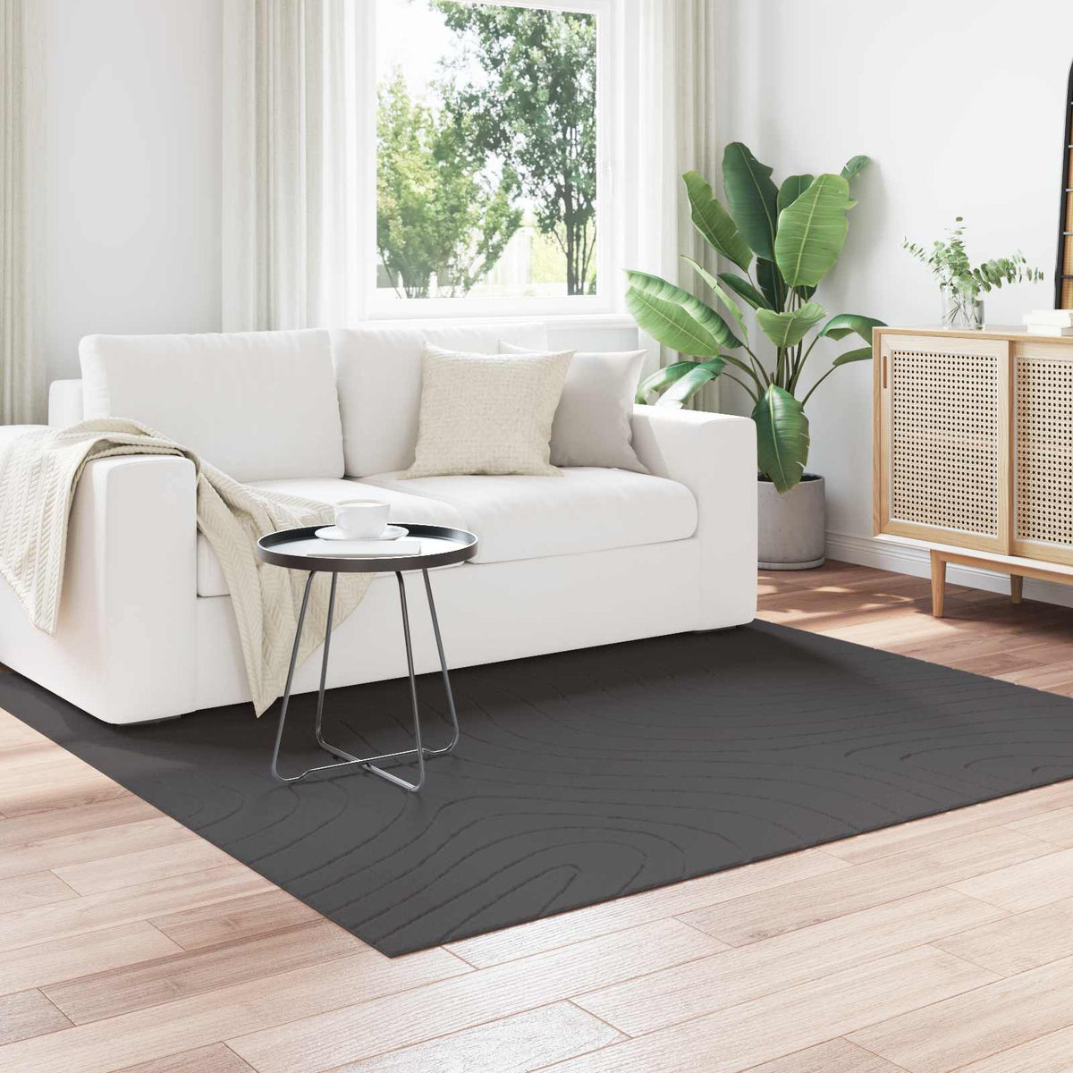 vidaXL Indoor and Outdoor Rug PALMERAS Waveform Anthracite