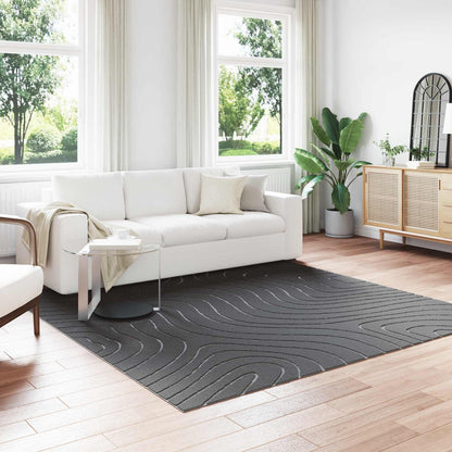 vidaXL Indoor and Outdoor Rug PALMERAS Waveform Anthracite