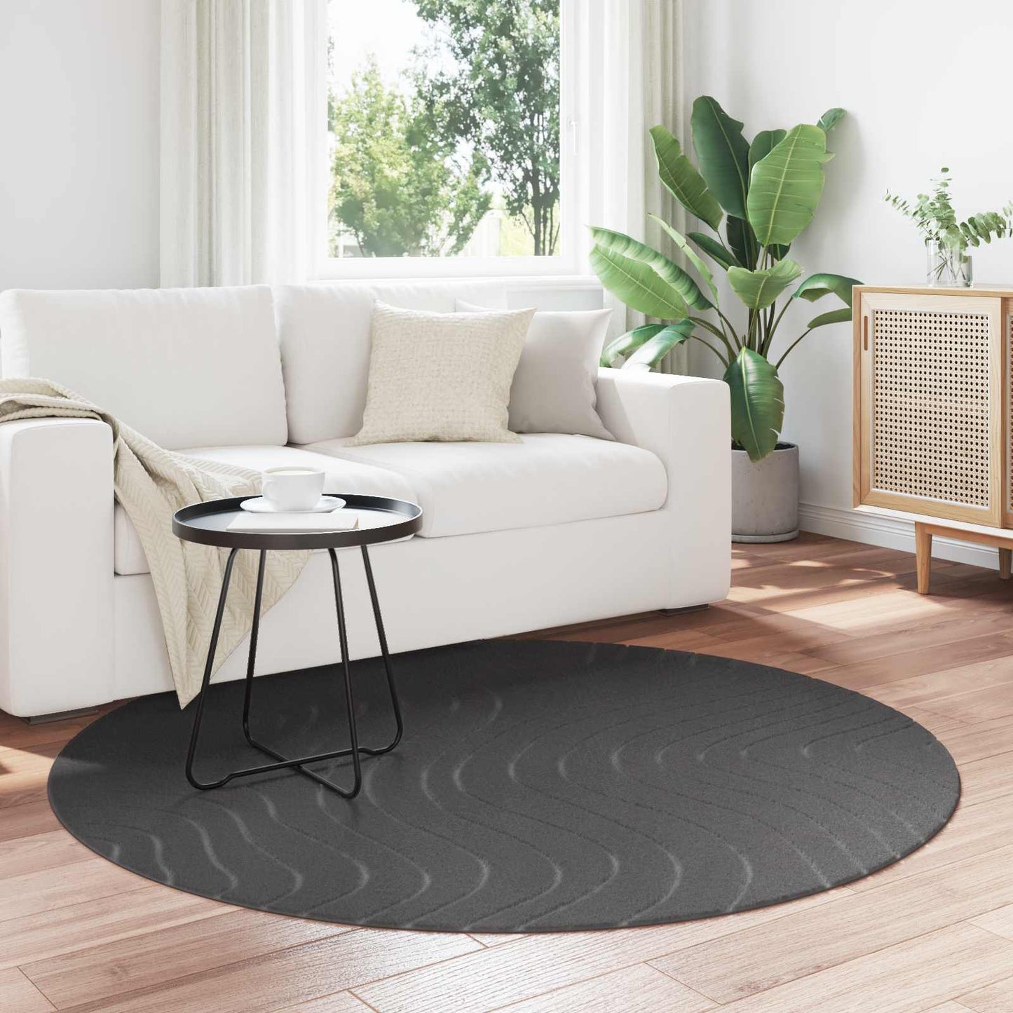 vidaXL Indoor and Outdoor Rug PALMERAS Anthracite Ø 160 CM Polyester 1