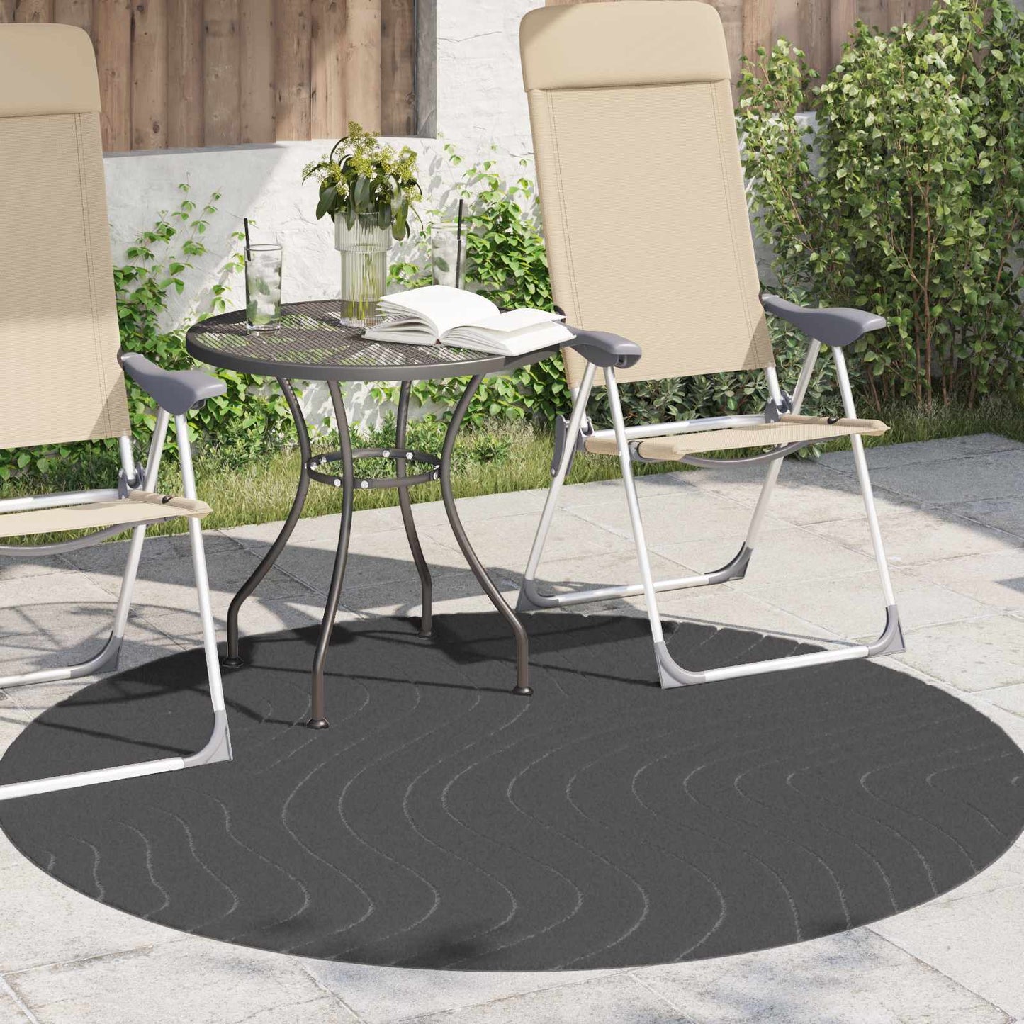 vidaXL Indoor and Outdoor Rug PALMERAS Anthracite Ø 160 CM Polyester 3