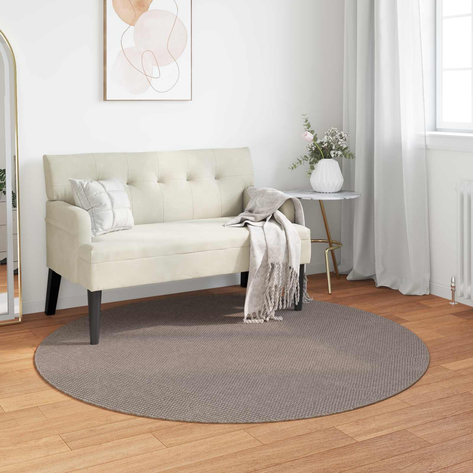 vidaXL Indoor Rug LUGO Cream and Taupe Ø 160 CM Polyester 1