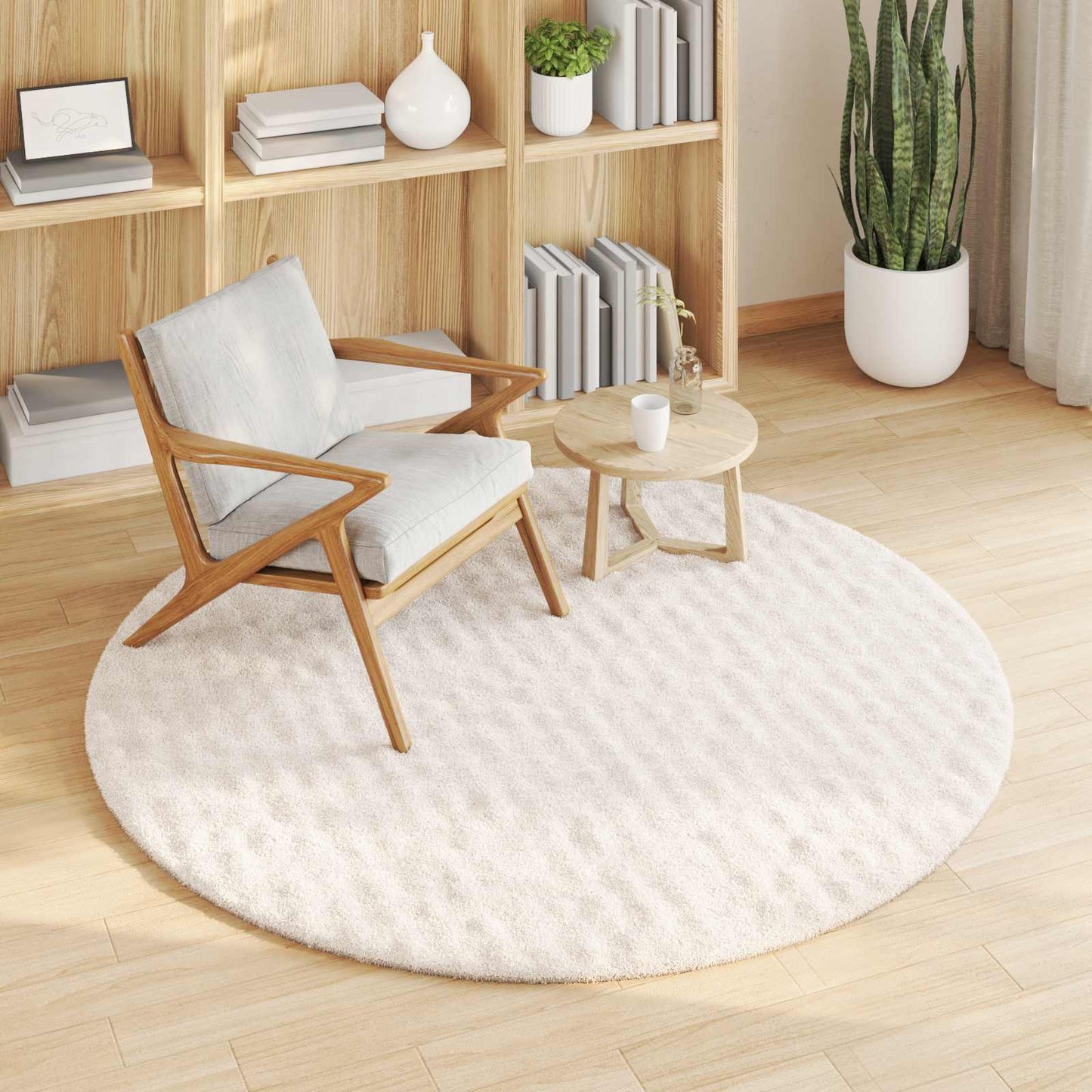 vidaXL Area Rugs Round SIROLO Cream Ø 160 CM Polyester 3