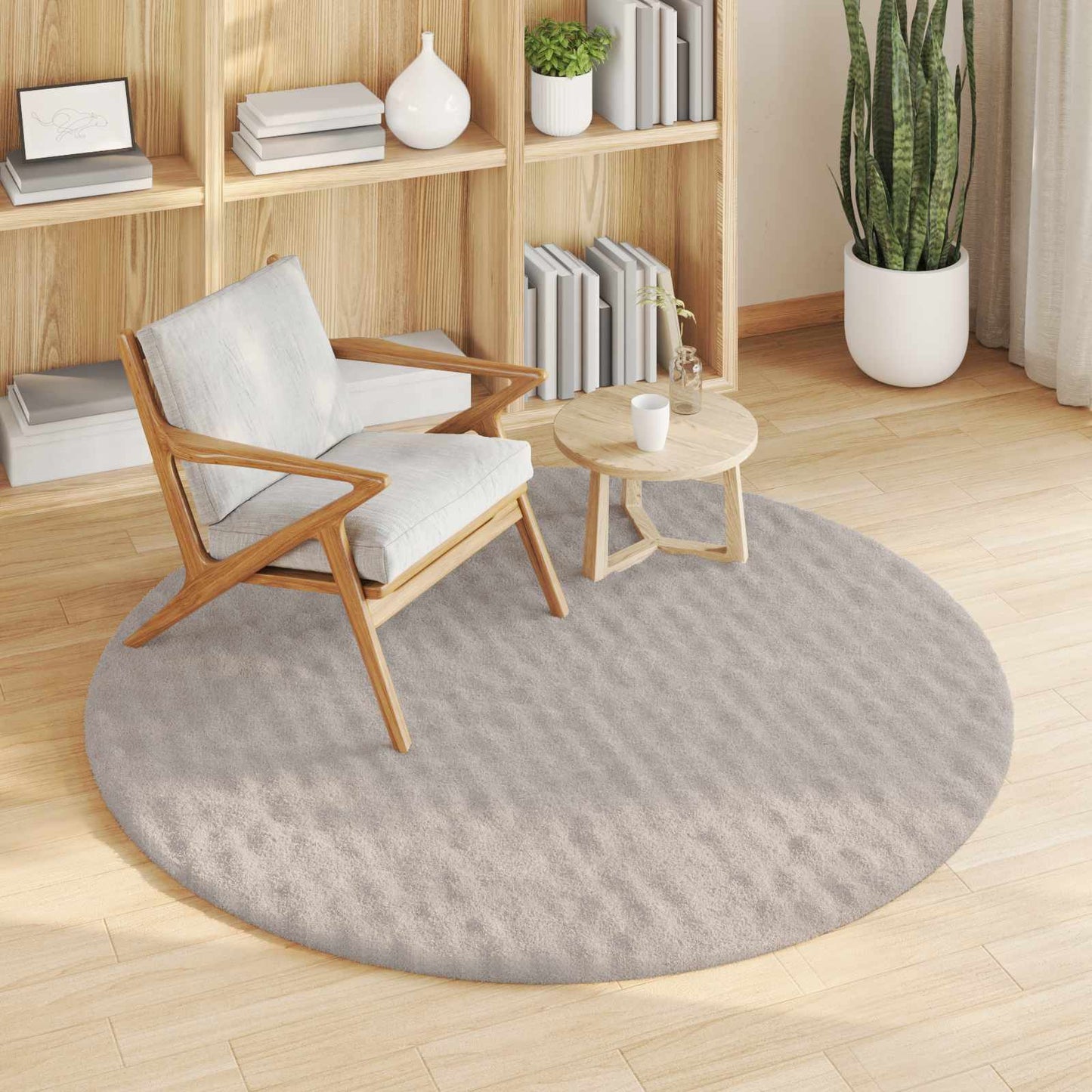 vidaXL Area Rugs Round SIROLO Sand Ø 160 CM Polyester 3