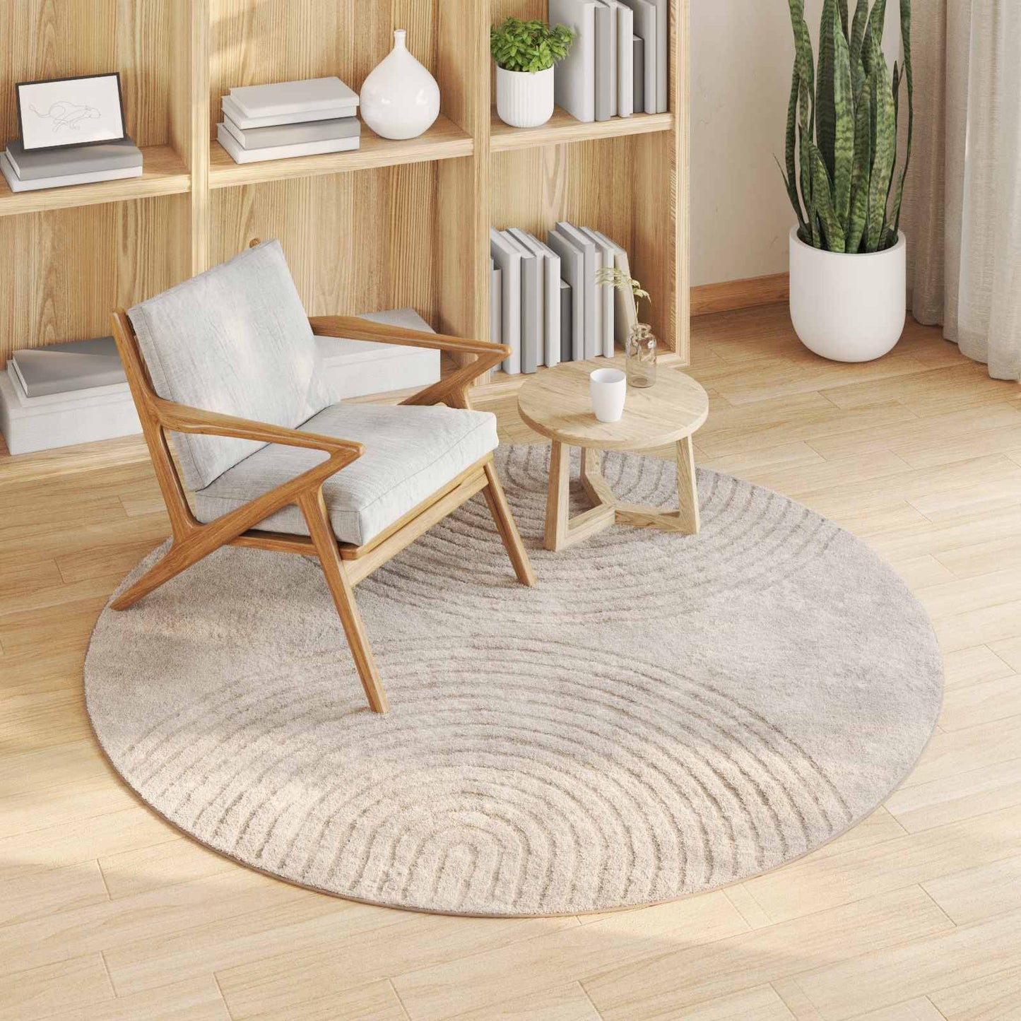 vidaXL Indoor Rug GALATI Beige Ø 160 CM Polyester 3