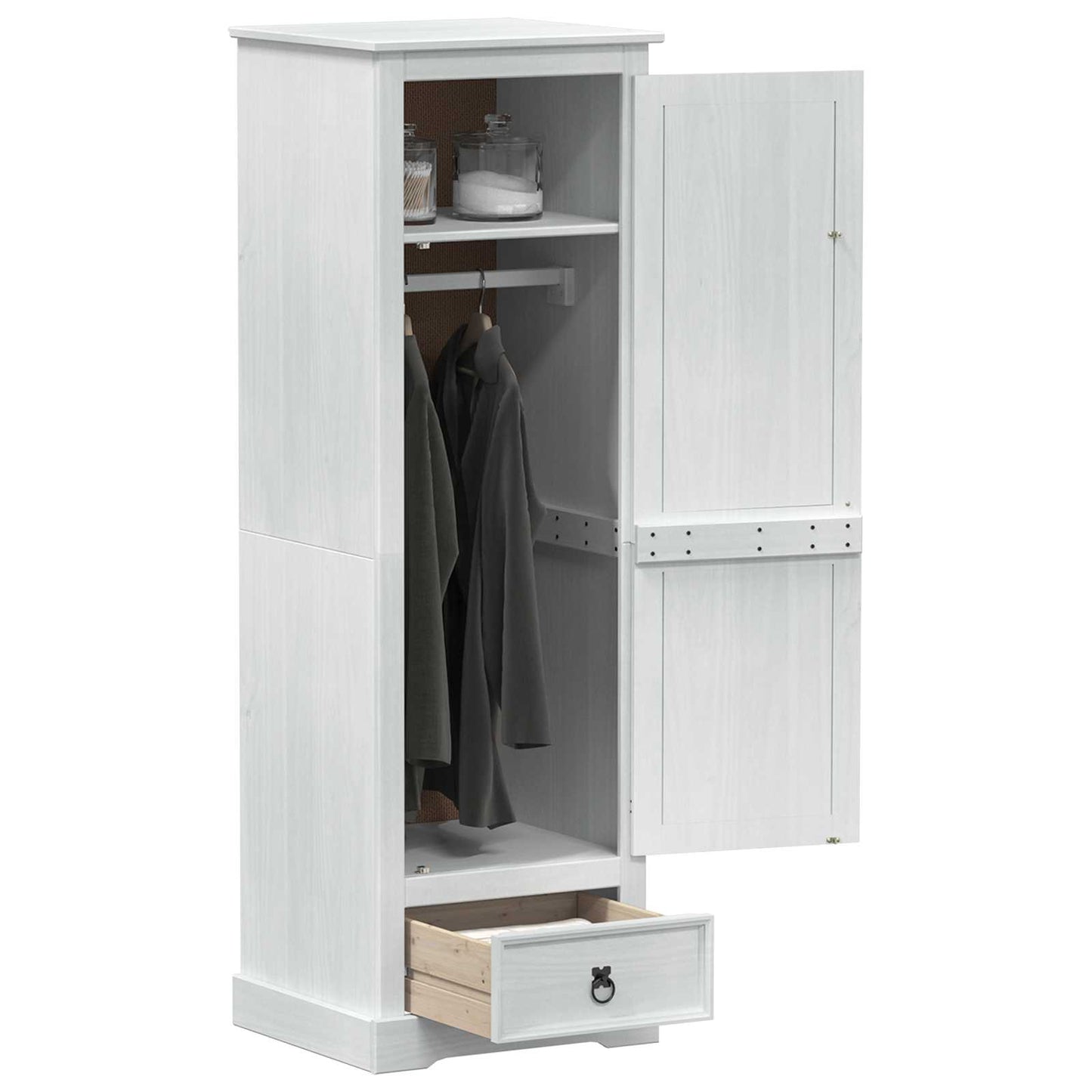 vidaXL Wardrobes White 55 x 50 x 170 cm Solid Pine Wood 3