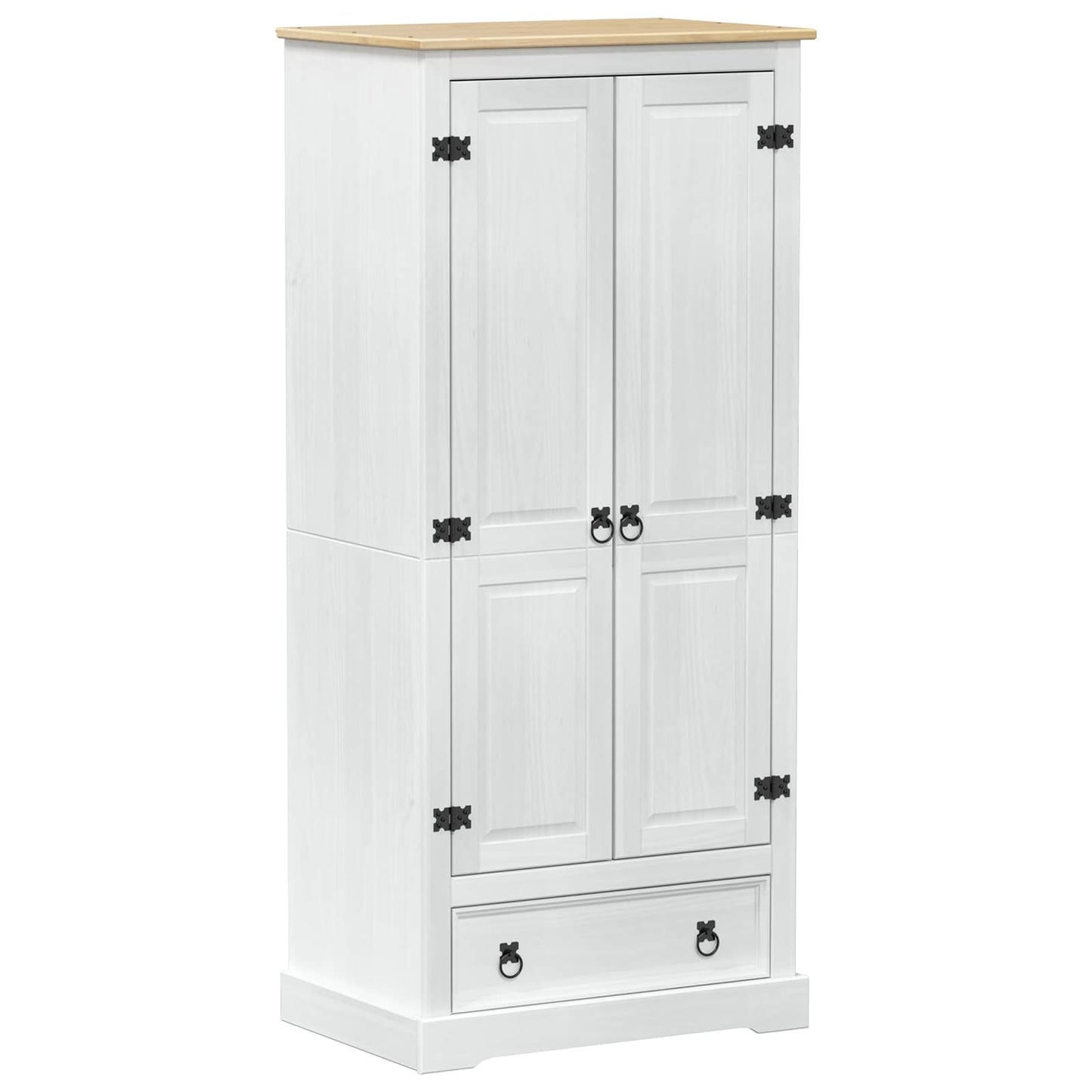 vidaXL Wardrobes with Drawer White 76 x 50 x 170 cm Solid Pine Wood 2