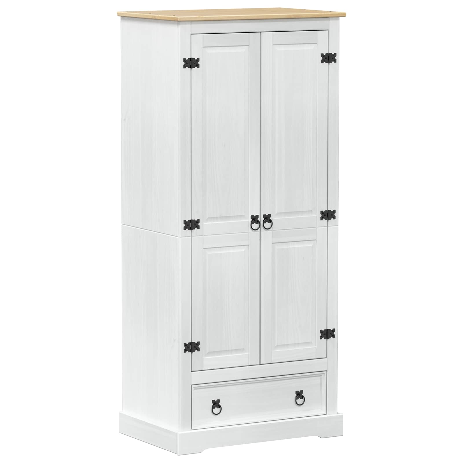 vidaXL Wardrobes with Drawer White 76 x 50 x 170 cm Solid Pine Wood 2