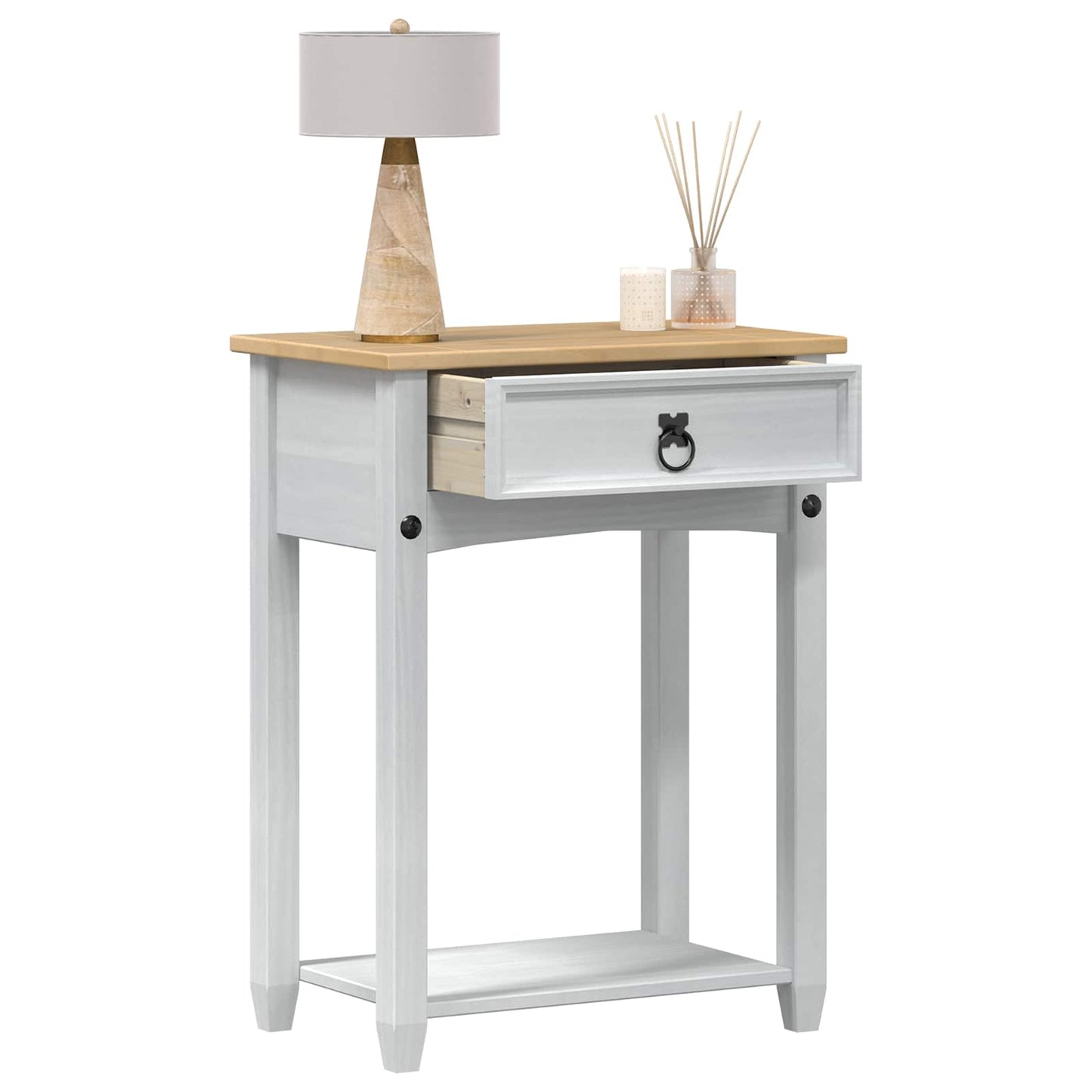 vidaXL Console table White 55 x 35 x 73 cm Solid Pine Wood 3