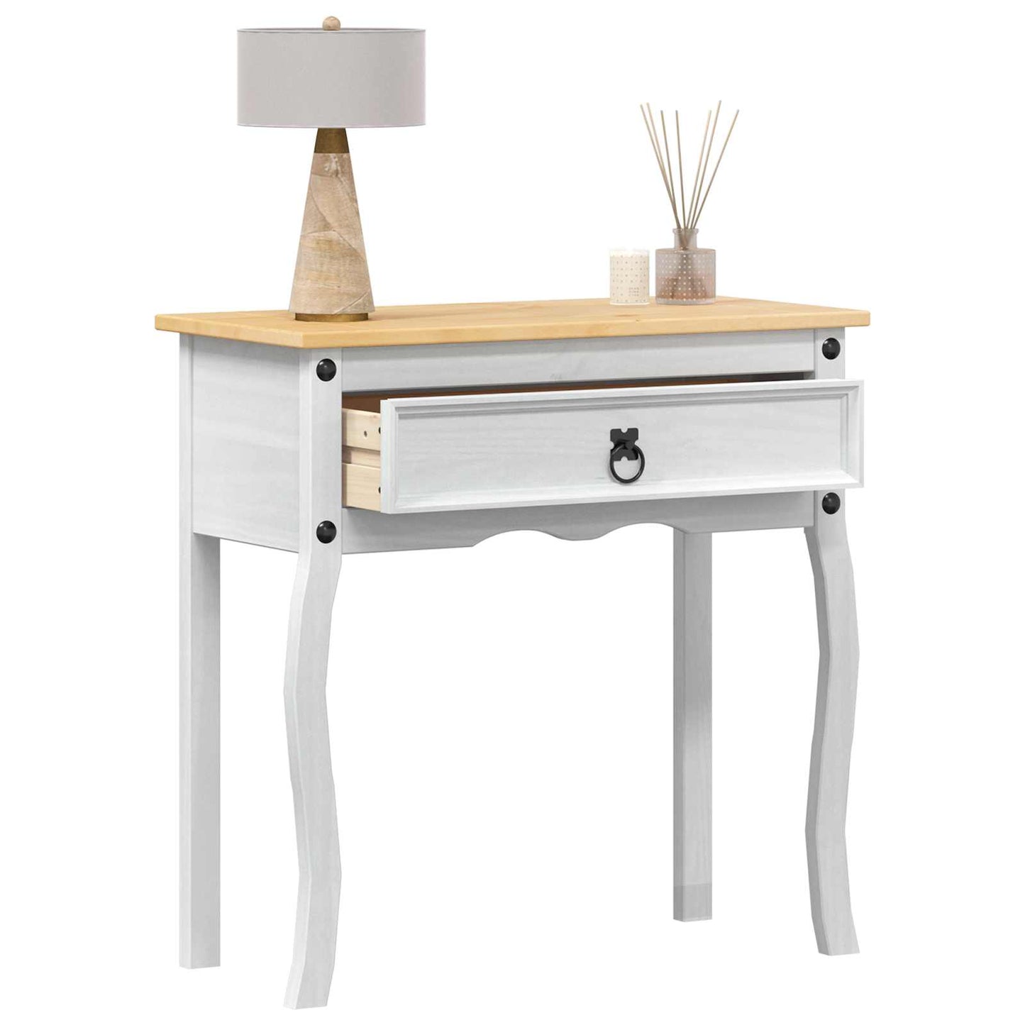 vidaXL Console table White 73 x 35 x 73 cm Solid Pine Wood 3