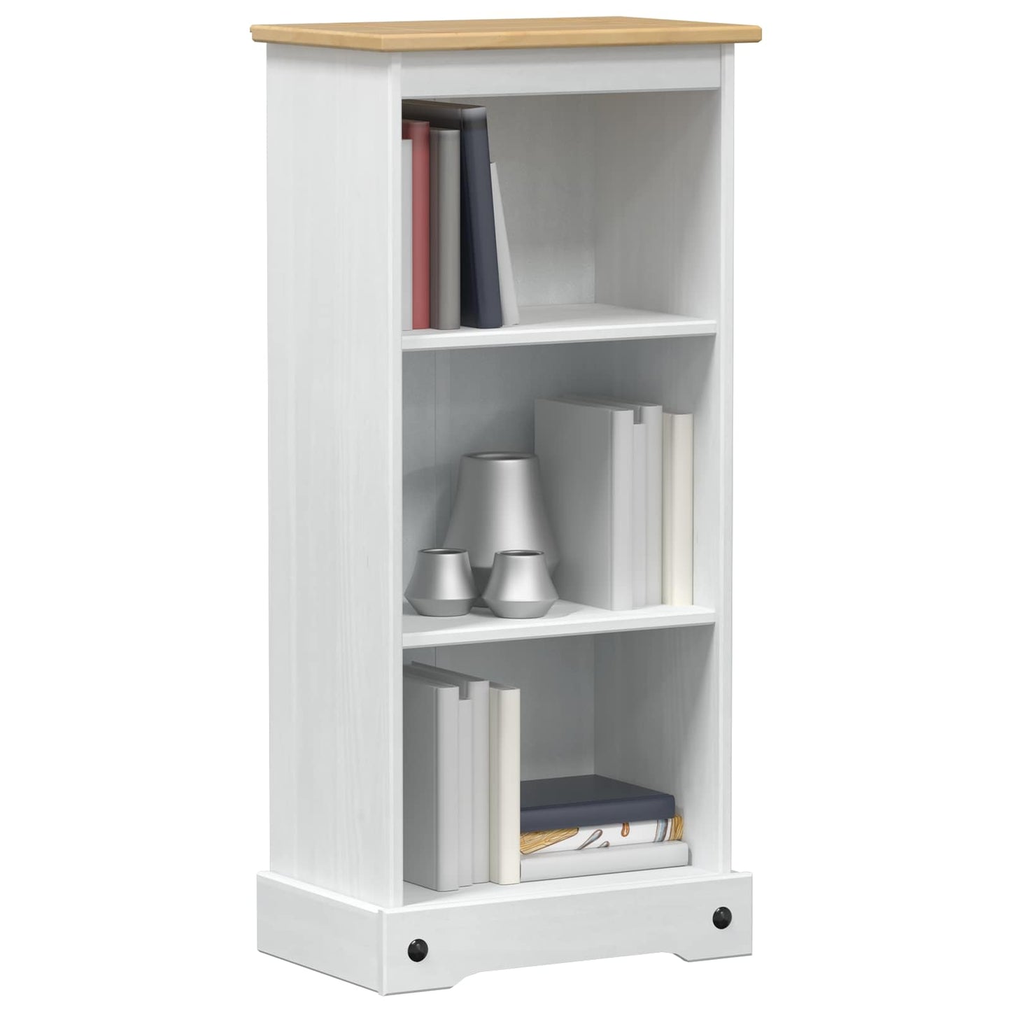 vidaXL Bookcase 46 x 29 x 100 cm Solid Pine Wood White 3