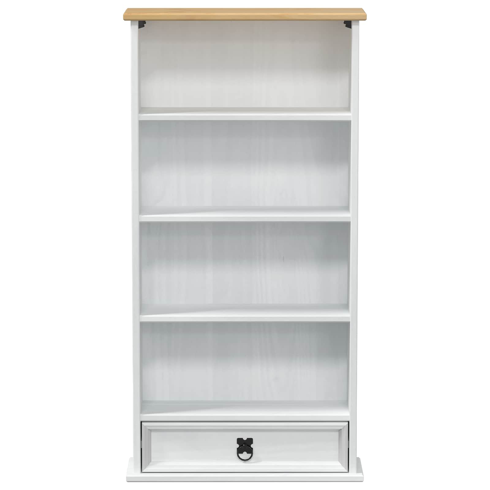 vidaXL CD cabinet White 52 x 17.5 x 103 cm Solid Pine Wood 4