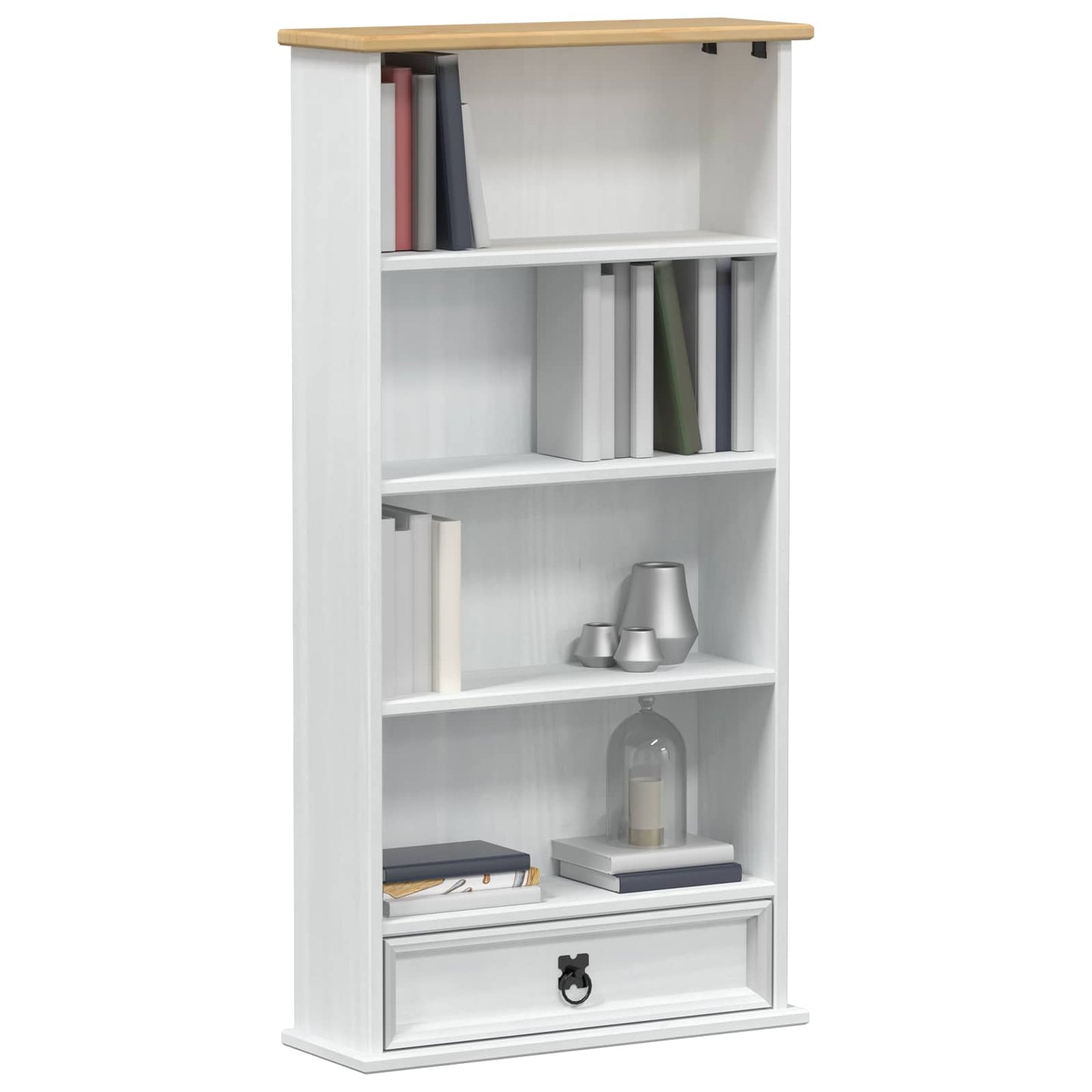 vidaXL CD cabinet White 52 x 17.5 x 103 cm Solid Pine Wood 3