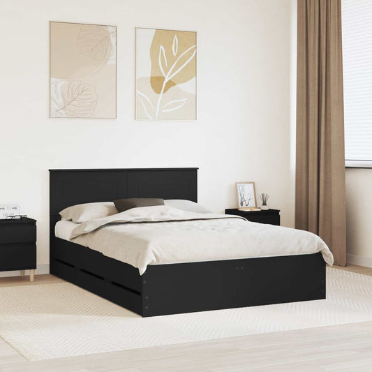 Bed Frame with Drawer Engineer Wood Length 190 cm Black 140 cm