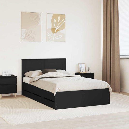 Bed Frame with Drawer Engineer Wood Length 190 cm Black 120 cm