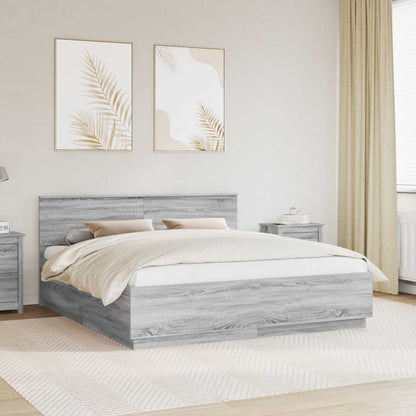 Bed Frame Engineered Wood Length Grey Sonoma