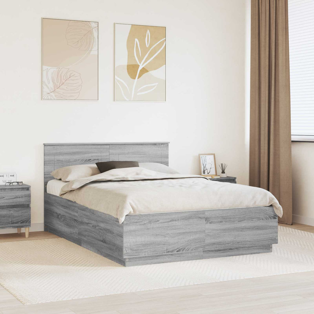 Bed Frame Engineered Wood Length Grey Sonoma