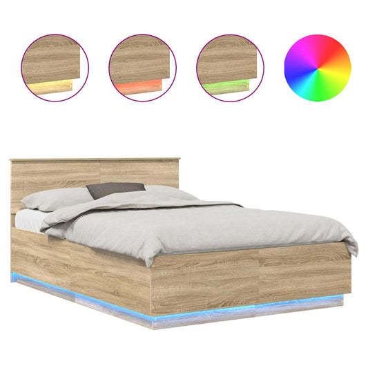 Bed Frame Engineered Wood Length 200 cm Sonoma Oak 140 cm